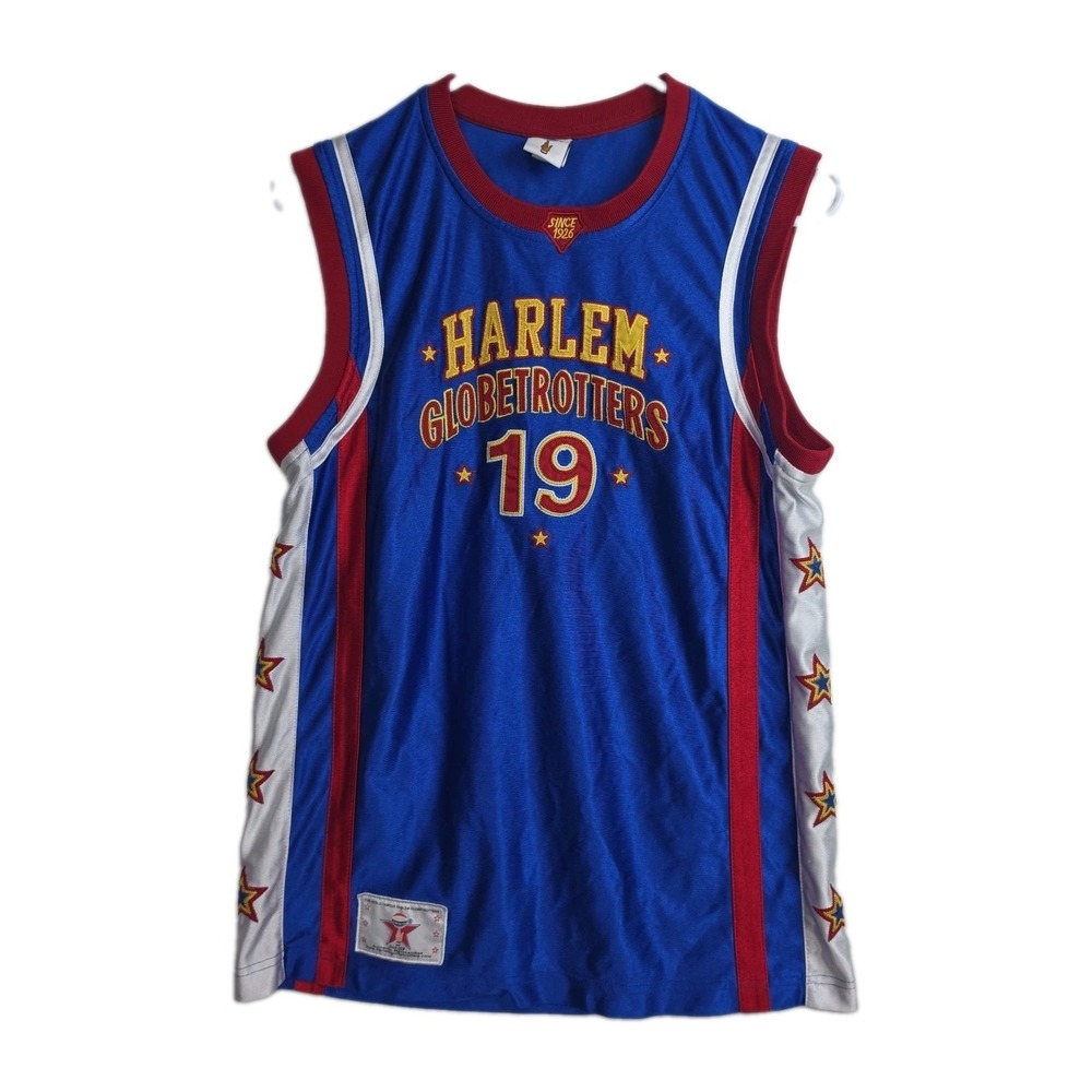 Harlem Globetrotters Jersey Men's L Blue/Red Embroidered Sleeveless Flip #19